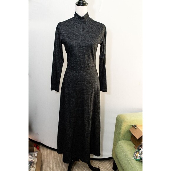 Vintage Vision Apparel Women's Gray Dress 12 modest long sleeve turtle neck maxi - Picture 1 of 6